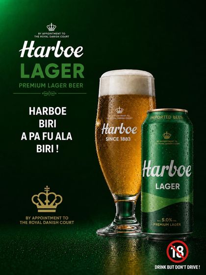 Harboe Lager fles en blikje
